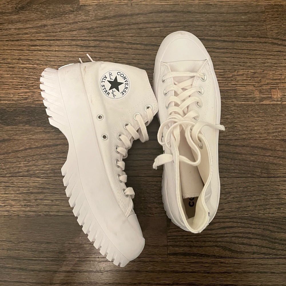 white converse high top platforms